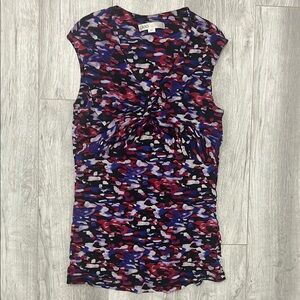 Cleo - Sleeveless Blouse - Size Small - Red, Purplish Blue, White, Black.
